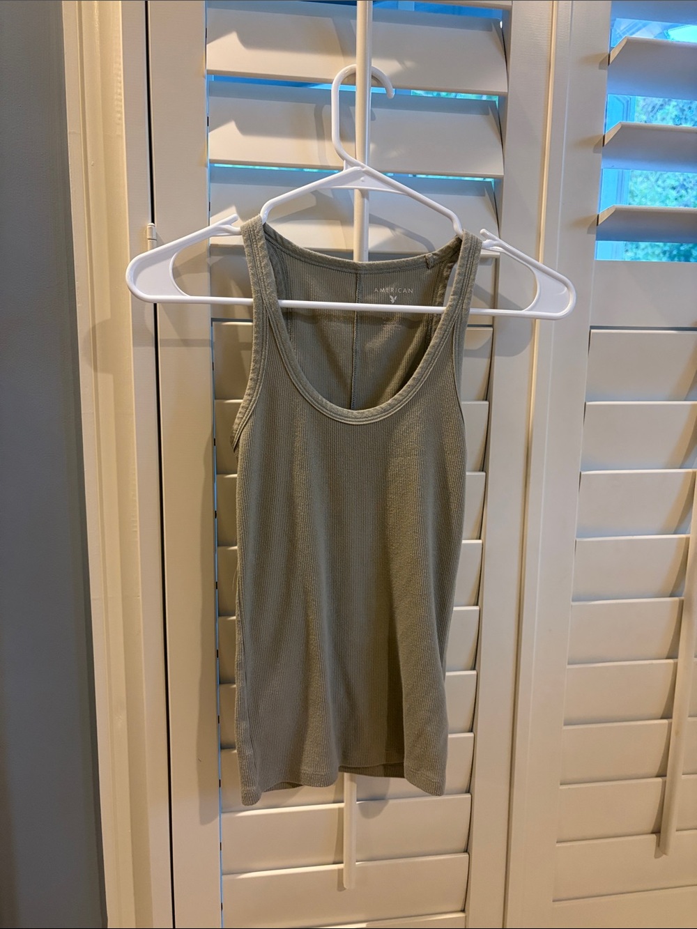 American Eagle Outfitters Olive Ribbed Scoop Tank